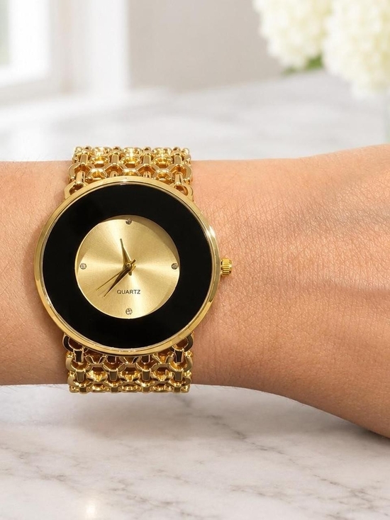 Accessories - Gold Black Bracelet Statement Watch